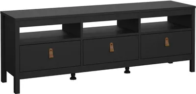 Image de Astana - Meuble TV, 151x38x54h cm Noir, 3 Tiroirs
