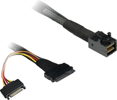 Produktbild von Inter-Tech SFF-8643 - SFF-8639, 0,75 m, SFF-8643, U.2 SFF-8639 + SATA Power 15p, Gerade, Gerade, 24 Gbit/s