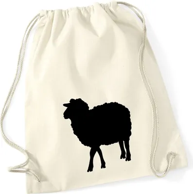 Produktbild von Huuraa Turnbeutel Schaf Silhouette 12 Liter Natural Baumwolle Rucksack Geschenkidee