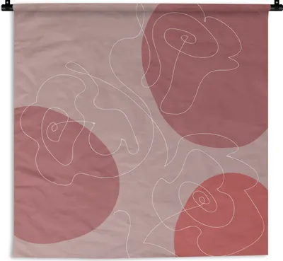 Produktbild von MuchoWow® Wandteppich Wandbehang Rosen - Rot - Blumen - Abstrakt 90x90 cm Tapisserie Dekoration Wandtuch - Wandaufhänger