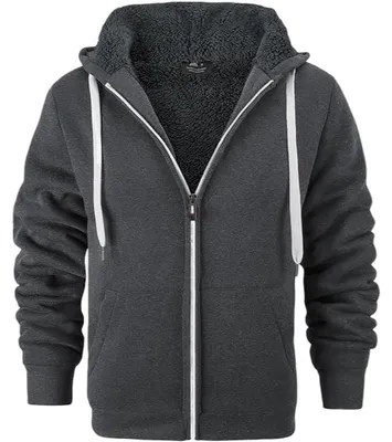 Produktbild von Herren Kapuzenpullover Fleece Dick Winterfutter Warm Schwarz 3XL