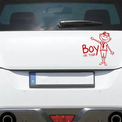 Produktbild von Auto Aufkleber Junge an Bord on Tour Baby Board 15x16 cm Rot Sticker Heckscheibenaufkleber