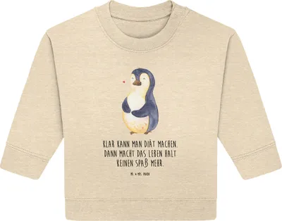Produktbild von Mr. & Mrs. Panda Organic Baby Pullover Pinguin Diät 12. - 18. Monat - Natural Raw - Geschenk, Motivation, Gewicht, Bauch, Bullover