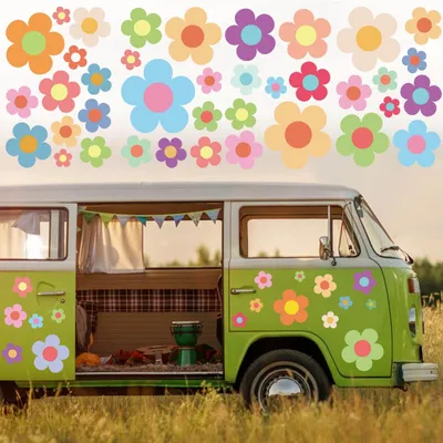 Produktbild von Set mit 78 Blumen-Aufklebern für Autos, wasserdicht und aus Vinyl