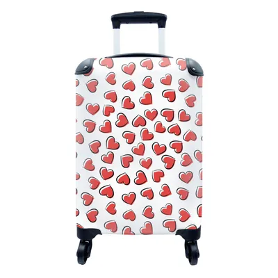 Produktbild von MuchoWow® Koffer Handgepäck Trolley Rollkoffer Kleine Reisekoffer mit 4 Rollen - Valentinstag - Herz - Muster - Cabin Size < 55x40x23 cm & 55x40x20 cm - Fotokoffer - Kabinenkoffer - Boardgepäck - Reise-Box - Reisekoffer - Reisegepäck - Koffer mit Bild - Trolley für Kinder