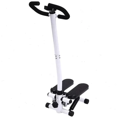 Produktbild von Stepper Trainingsgerät - Hydraulischer Fitness Stepper mit Griffen - Widerstandsbänder - 150 kg Belastung - Kompakt 29x39x110 cm - Schwarz