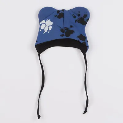 Image de Nouveau Bonnet bébé en coton bleu avec oreilles, taille 62 (3-6m)