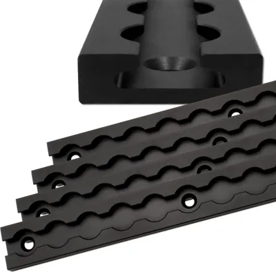 Produktbild von Airlineschiene robust eckig schwarz eloxiert, Alu Zurrschiene 4x 1 Meter, hohe Stabilität und Langlebigkeit, für Anhänger, PKW, LKW, Camper, Wohnmobil