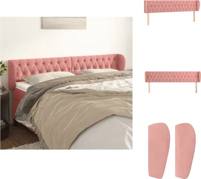 Produktbild von vidaXL Kopfteil mit Ohren Rosa 183x23x78/88 cm Samt -  Kopf- & Fußenden
