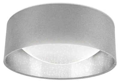 Image de B.K.Licht Plafonnier étoile gris argenté, platine LED 12W intégrée, éclairage plafond chambre, entrée, couloir, suspension tissue chambre Ø32cm, 1200Lm, lumière blanche neutre 4000K