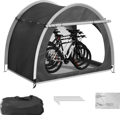 Obrázek produktu pro Venkovní úložný stan na kola – stan pro 4 kola – voděodolná tkanina Oxford 210D – 200 × 165 × 150 cm – pro horská a silniční kola – černý