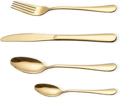 Produktbild von Besteckset 16-teilig, goldfarben, für 4 Personen, Edelstahl, für Küche
