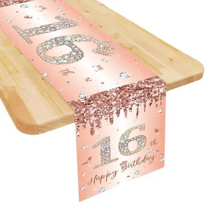 Immagine prodotto di Tovaglia rosa per il 16° compleanno, 180x35 cm