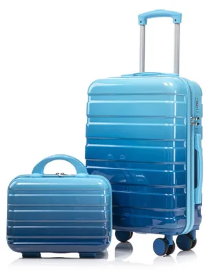 Produktbild von PC Spinner Kofferset 14 20 Zoll 2 teilig mit Kosmetiktasche Blau , für Kurzurlaub