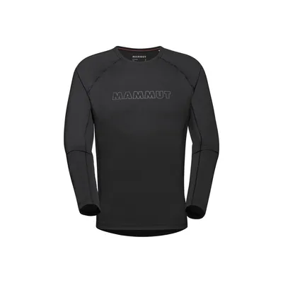 Schwarzes Langarmshirt für Herren mit dem Logo von Mammut auf der Vorderseite.
