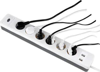 Produktbild von REV Combi Steckdosenleiste 6-fach + 2x USB 1,4m + ÜSS