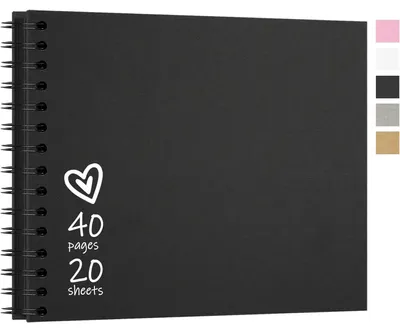 Produktbild von Fotoalbum zum Selbstgestalten 28,5 x 20,5 cm, Hardcover Kraftpapier Spiralalbum, 40 Seiten, Schwarz