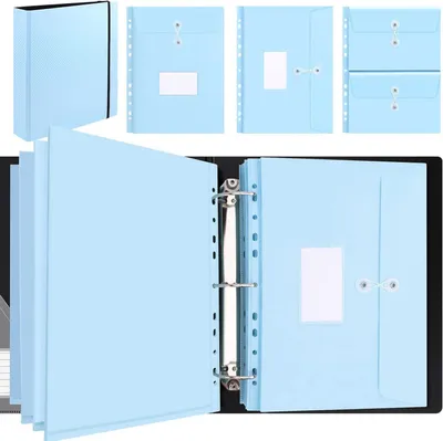 Produktbild von A4 3 Ring Binder Ordner mit 10 Dokumententaschen blau