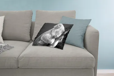 Produktbild von MuchoWow® Zierkissen Sofakissen Wohnzimmer Dekokissen 60x40 cm Schlafender Koala auf schwarzem Hintergrund - Kopfkissen - Polster mit Foto