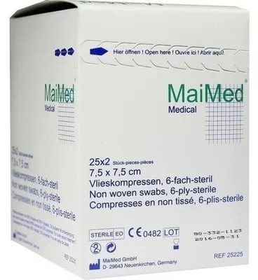 Produktbild von VLIESKOMPRESSEN steril 7,5x7,5 cm 6fach
