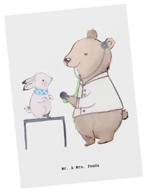 Produktbild von Mr. & Mrs. Panda Postkarte Tierarzt Herz - Weiß - Geschenk, Ansichtskarten, Postkarten, bildkarte, Grußkarte, Ansichtskarte