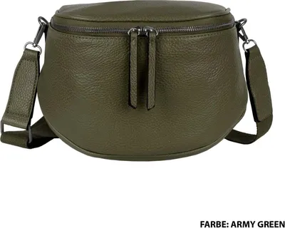 Produktbild von Bauchtasche XL Umhängetasche Crossbody-Bag Hüfttasche Kunstleder Italy-Design ARMY GREEN