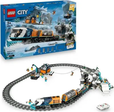 Produktbild von LEGO City Arctic Explorer Zug, 60470, Motorisiertes Bauset mit Schneepflug, 6 Minifiguren & 2 Füchse, Spielzeug für Jungen ab 7 Jahren