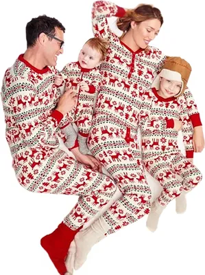 Produktbild von Heikoeco® Weihnachtspyjama Schlafanzug Familie Set Weihnachtsmodelle langärmelige Hosen Herbst und Winter Neue ,Mama-XL