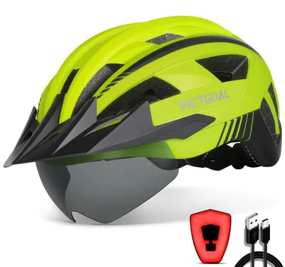 Produktbild von VICTGOAL Fahrradhelm Herren Damen mit Visier, USB Rücklicht, Magnetbrille