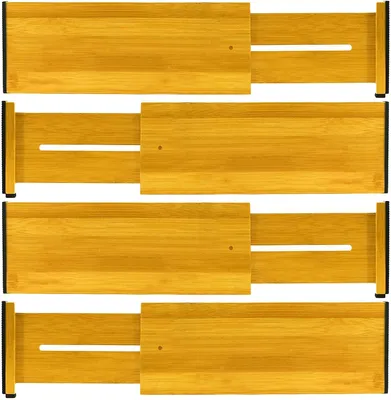Bambus-Schubladenteiler verstellbar 43-56 cm 4er-Set