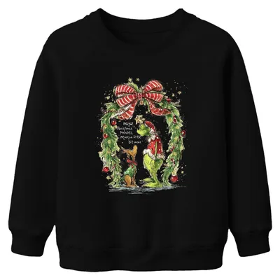 Produktbild von Grinch Maybe Christmas means a little bit more lustig Geschenk Uni Kinder Sweatshirt Pullover, Schwarz, 152