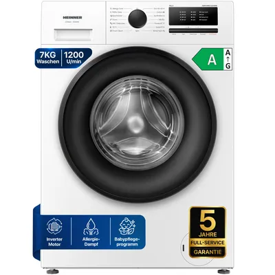 Produktbild von Heinner HWM-HMN7012IVSMA Waschmaschine 7 kg, 1200 U/min, Inverter, Allergy Steam, Weiß