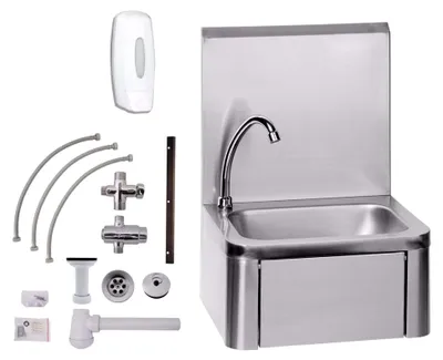 Produktbild von Handwaschbecken aus Edelstahl mit Kniebedienung
