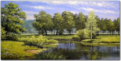 Produktbild von Coloray Bild aus Leinwand 140x70 Leinwand Dekoration - Bäume Wasser