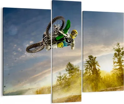 Produktbild von Bild auf Leinwand - Leinwandbild - Motorrad Extrem Spaß Wettbewerbe - 95x80cm - Wand Bild - Wanddeko - Leinwanddruck - Bilder - Kunstdruck - Wanddekoration - Leinwand bilder - Wandkunst - CB95x80-2854