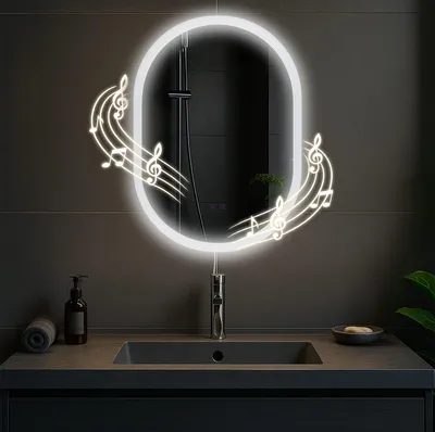 Produktbild von CLP Badspiegel Karishma 70x50 cm Anti-Beschlag LED-Beleuchtung mit/ohne Bluetooth mit Bluetooth