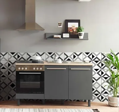 Produktbild von Küche Küchenzeile BILBERRY Küchenblock ca. 160 x 90 x 60 cm Anthrazit ohne Geräte
