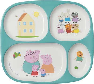 Produktbild von Petit Jour Paris - Menü Tablett Peppa Pig - mélamin, Verhindert dass sich der Nachtisch mit dem Rest vermischt - PI935K 1 Stück (1er Pack)