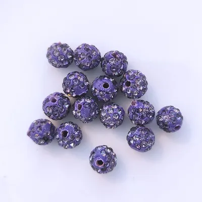 Obrázek produktu pro Shamballa Perlen, glitzer, 8 mm, 15 Stück, Violett