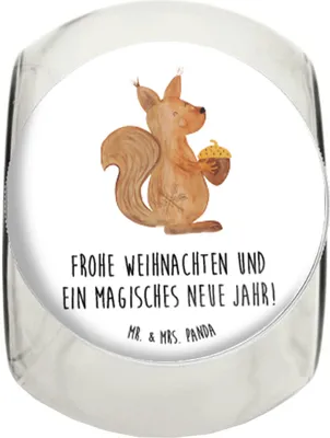 Produktbild von Mr. & Mrs. Panda Süßigkeiten Glas Eichhörnchen Weihnachten XL 2000ml - Weiß - Geschenk, Süßigkeitenglas, Neujahr, Frischhaltedose, Weihnachtsgruß, Bonboniere, Vorratsdose