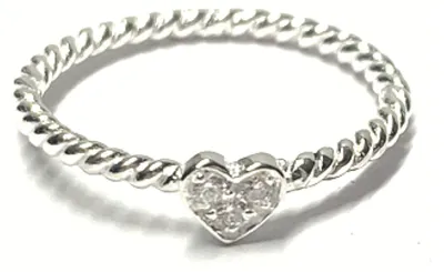 Produktbild von Ring 925/- Silber Zirkonia Klassiker Herz Verlobungsring Kordelschiene #51