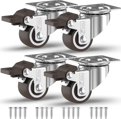 Produktbild von GBL 4x Rollen mit Bremse - Möbelrollen Schwerlast mit 4 Bremsen und Schrauben - Rollen für Möbel - 25mm x 40kg Schwerlastrollen - Lenkrollen