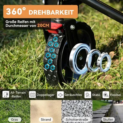 Zdjęcie produktu dla Składany wózek do transportu – wózek ręczny – wózek do transportu – wózek kempingowy – pojemność 135 litrów – udźwig 150 kg