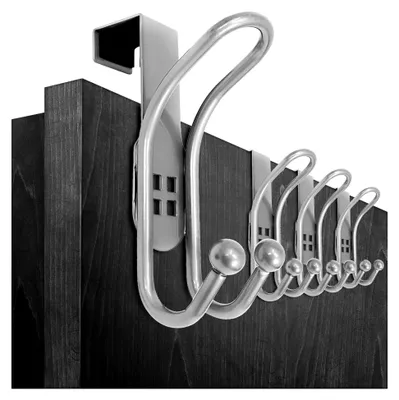 Produktbild von ® 4x Türhaken - Doppel-Kleiderhaken mit Schaumstoff-Schutz für Zimmer- und Schranktüren - Handtuch- und Jackenhalter aus Metall - Garderobenhaken zum Einhängen ohne Bohren