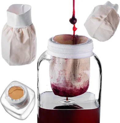 Produktbild von KADAX Filterbeutel 1L, Siebbeutel zum Filtern von Saft, Likör, Wein & Nussdrink, Pressbeutel, Nussdrinkbeutel, Passiertuch mit Gummiband, Presstuch, Filtertuch