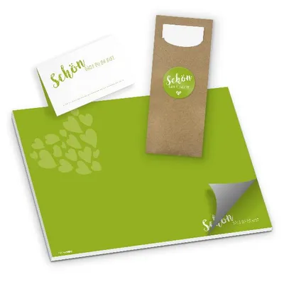 Produktbild von itenga Tischset 3-teilig "Schön dass du da bist" frühlingsgrün