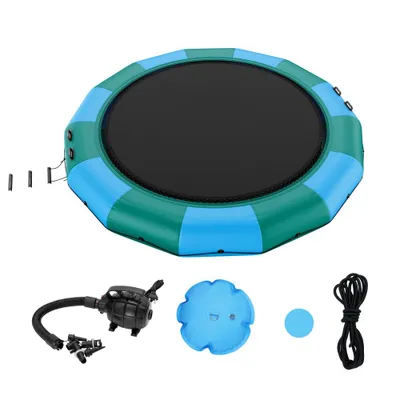 Produktbild von Aufblasbare Wassertrampolin-Leiter - Wasserdicht, Abriebfest, Langlebig - 4,57m Große Sprungfläche - Sprungplattform Wasserpark-Pooltrampolin - Blau & Grün