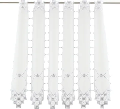 Produktbild von Gardinen Kranzusch Scheibengardine Lochstickerei  46x945 cm H/B Weiß Bistrogardine Vorhang Küche 1er Pack