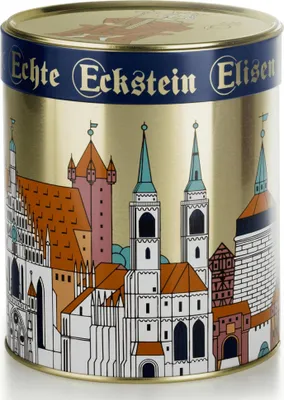 Produktbild von Nürnberger Elisen-Lebkuchen - 6 Stück gemischt - 450g - Dose: Historisches Nürnberg - Echte Eckstein Elisenlebkuchen