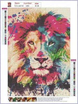 Obrázek produktu pro 5D diamantová malba, DIY diamantová malířská sada kompletní sada výroby velké mozaiky lva, domácí dekorace na zeď (30 x 40 cm)